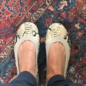 snakeskin leather flats